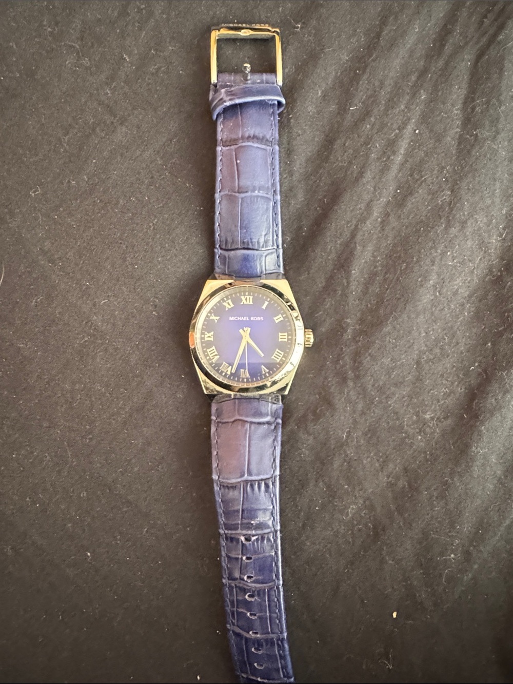 Michael Kors Blue Dial Watch with Blue Croc-Embossed Leather Strap